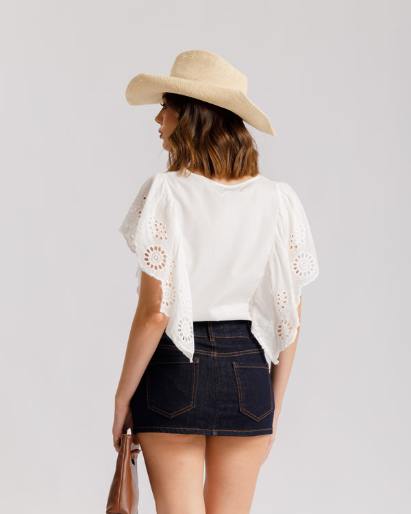 Camicia in cotone e pizzo - 910