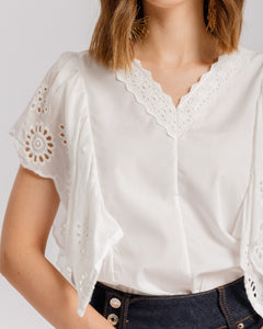 Camicia in cotone e pizzo - 910