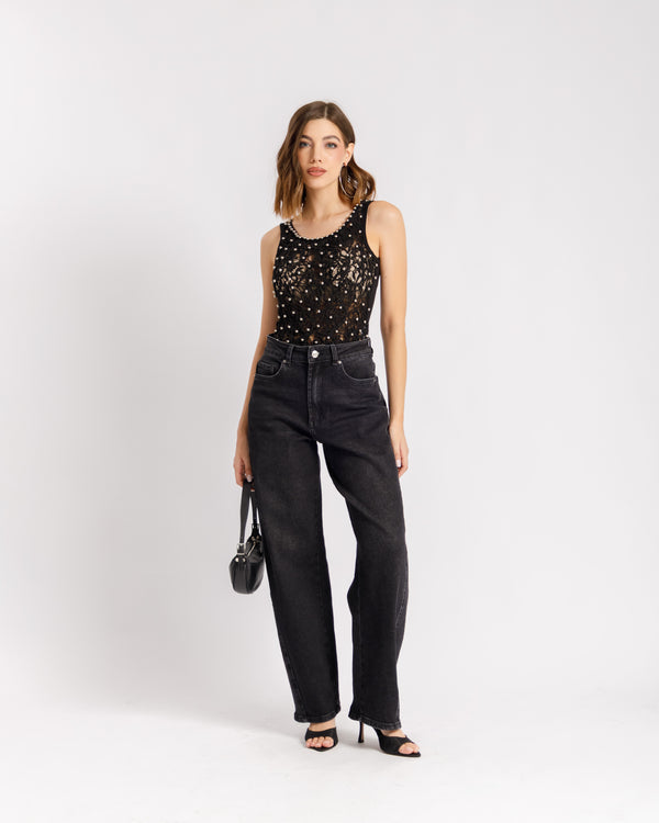 Body in pizzo con borchie - 3520
