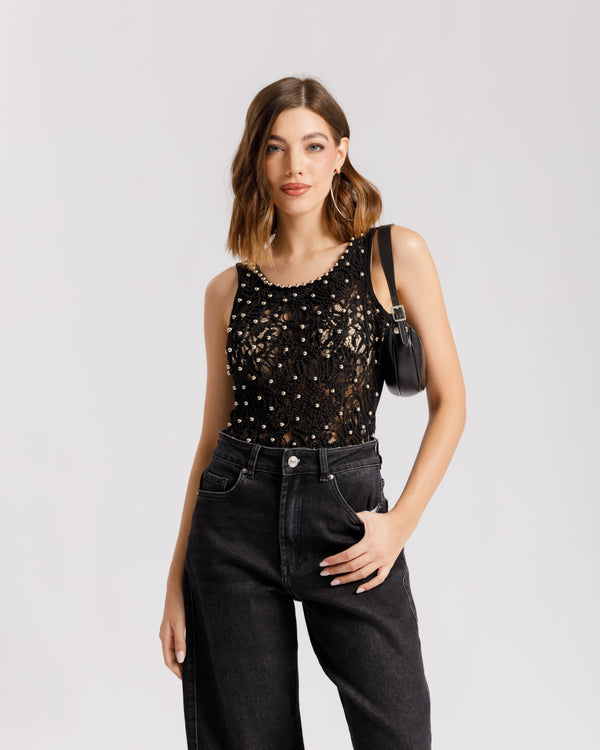 Body in pizzo con borchie - 3520