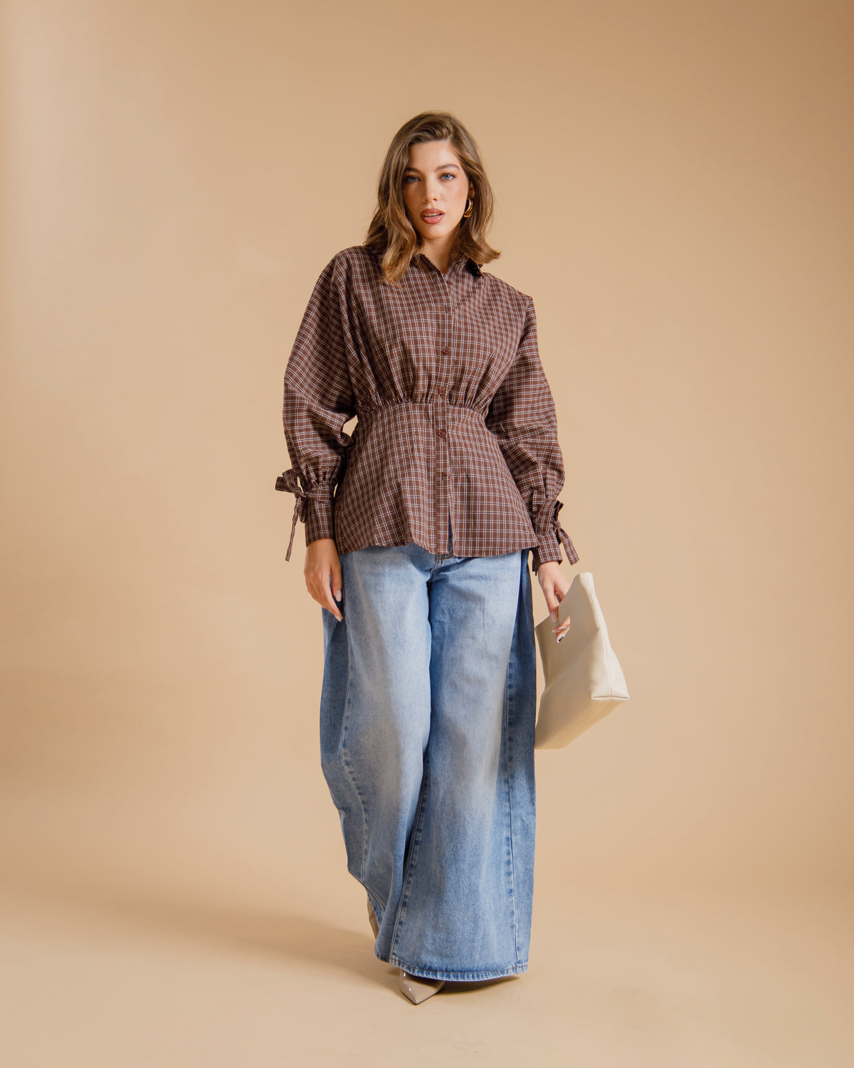 Jeans palazzo con riprese - 9082-38
