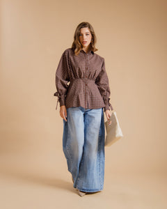 Jeans palazzo con riprese - 9082-38