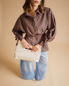 Camicia quadretti e fiocco MARRONE - PS9773
