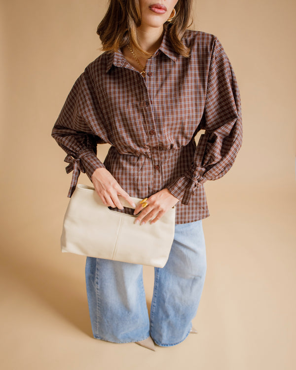 Camicia quadretti e fiocco MARRONE - PS9773