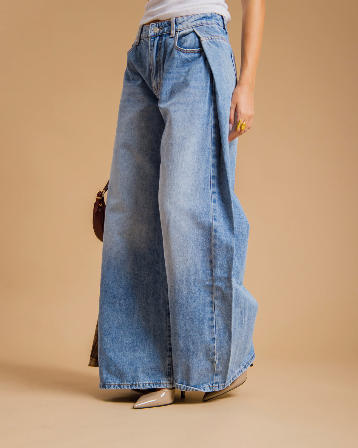 Jeans palazzo con riprese - 9082-38