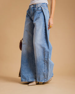 Jeans palazzo con riprese - 9082-38