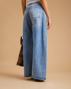 Jeans palazzo con riprese - 9082-38