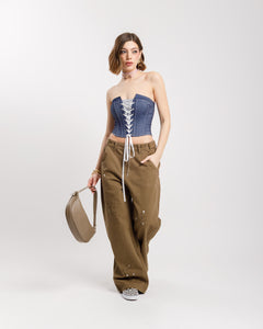 Corsetto denim con stringhe - ST3222 slct