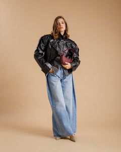 Bomber crop con colletto NERO - CV2223