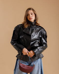 Bomber crop con colletto NERO - CV2223