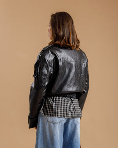 Bomber crop con colletto NERO - CV2223