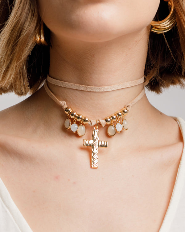 Collana in suede con croce - ECL2476LD