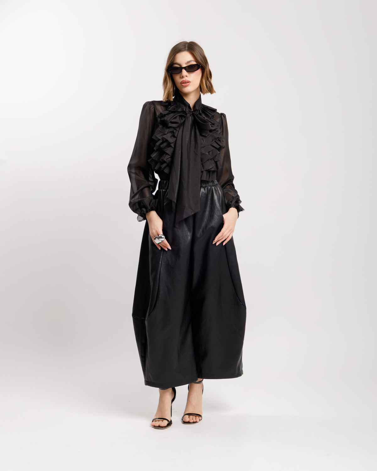 Camicia con rouches NERA - CHY8725