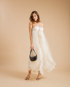 abito lungo boho con volant - U27628