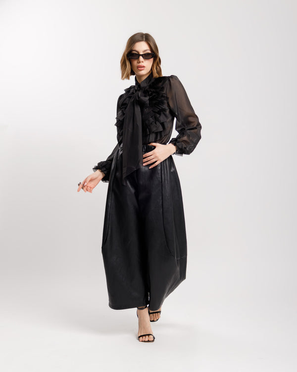 Camicia con rouches NERA - CHY8725
