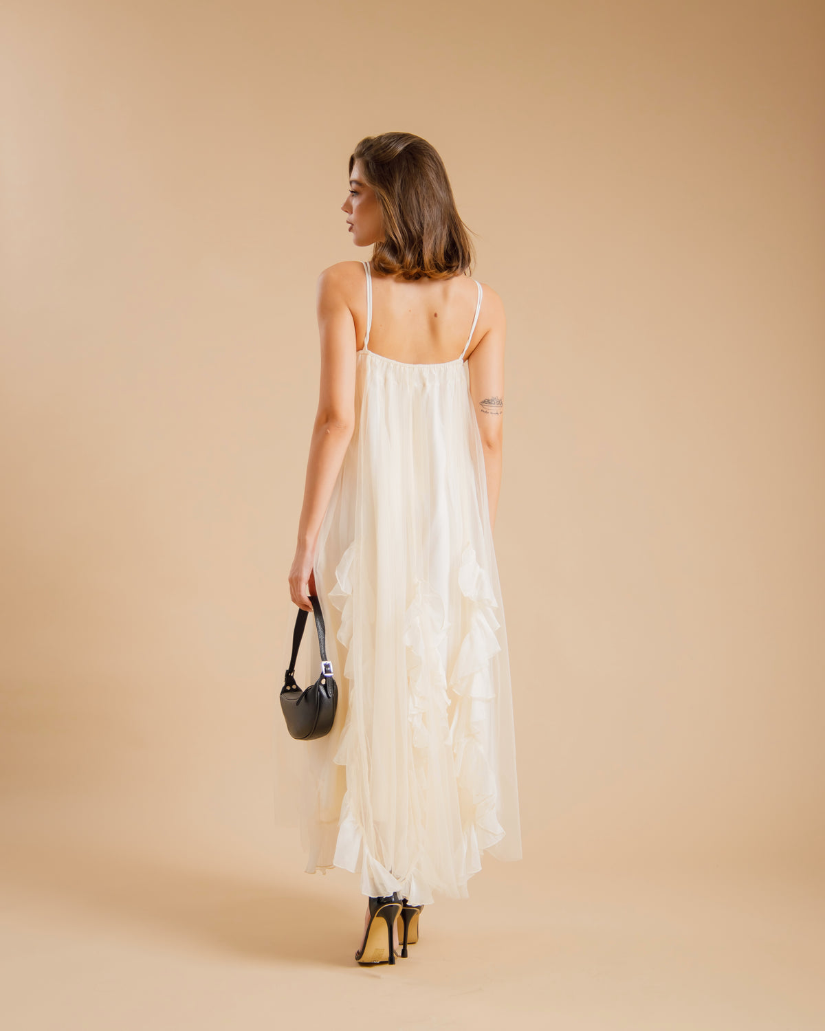 abito lungo boho con volant - U27628