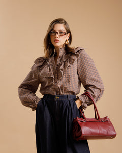 Camicia con colletto ampio MARRONE - AO3101