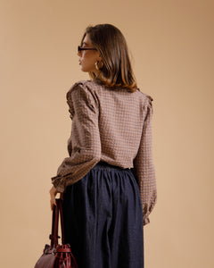 Camicia con colletto ampio MARRONE - AO3101