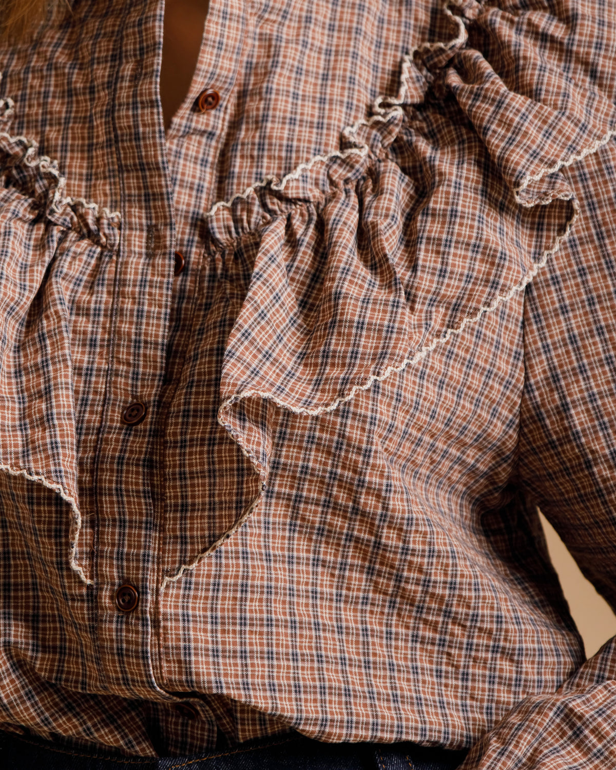 Camicia con colletto ampio MARRONE - AO3101