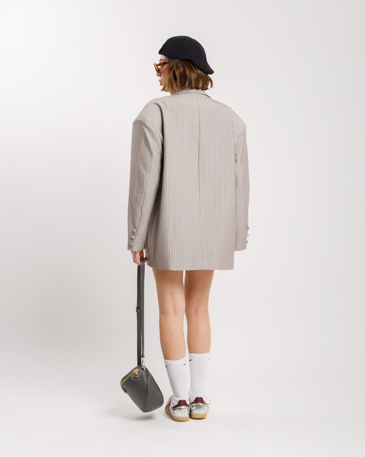 Blazer oversize gessato GRIGIO - V13571