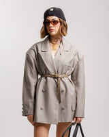 Blazer oversize gessato GRIGIO - V13571