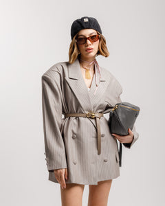 Blazer oversize gessato GRIGIO - V13571