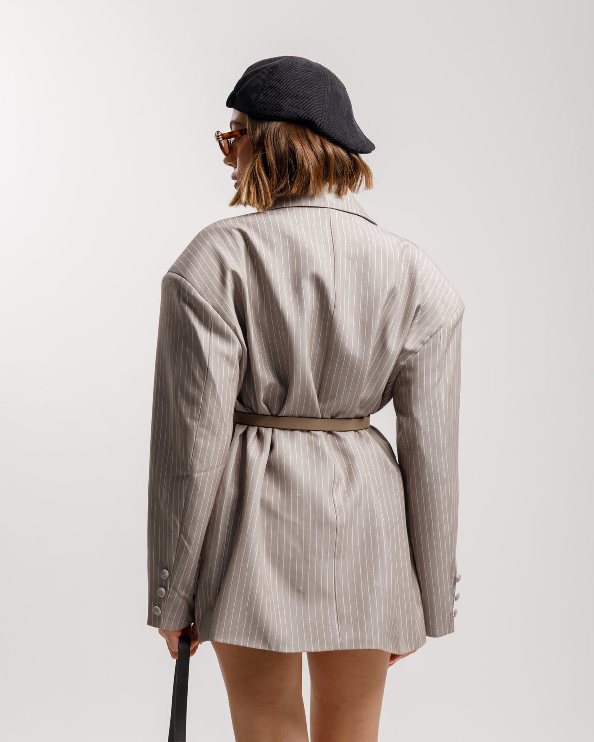 Blazer oversize gessato GRIGIO - V13571