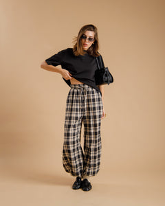 Pantaloni ballon tartan NERO - PS9792