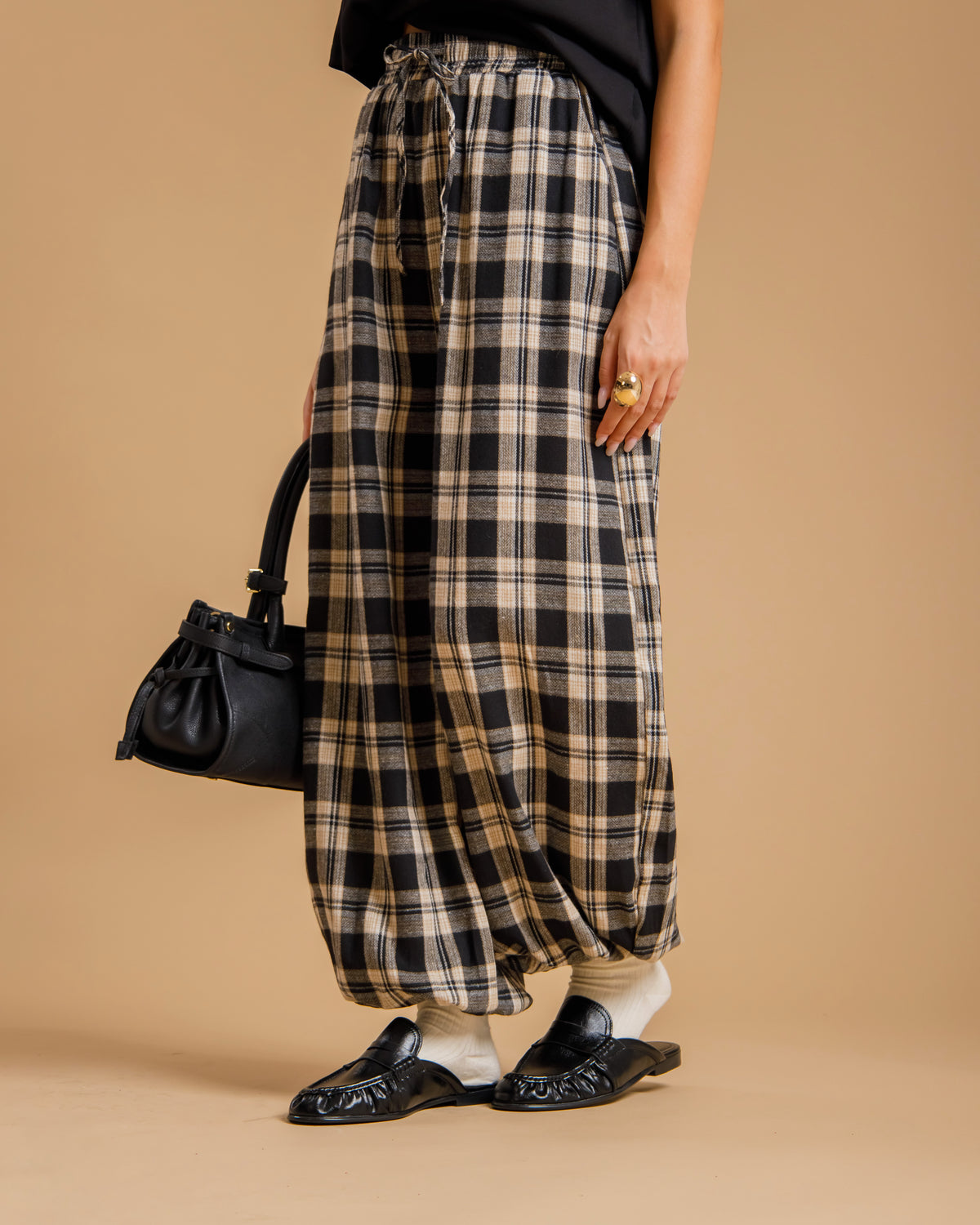 Pantaloni ballon tartan NERO - PS9792