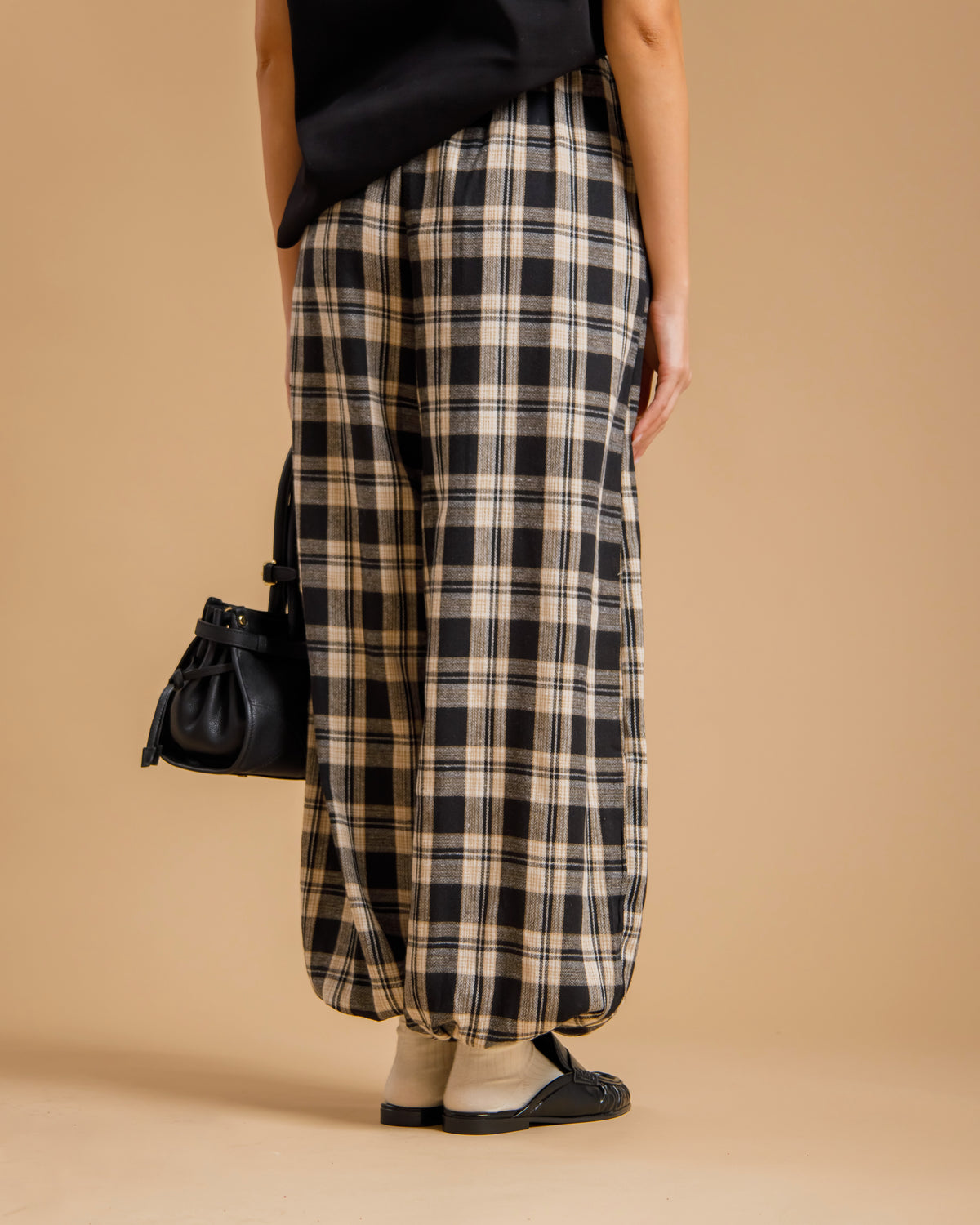 Pantaloni ballon tartan NERO - PS9792