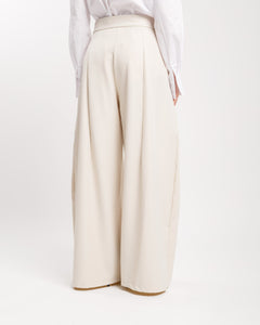 Pantaloni palazzo con pieghe PANNA - KLL1