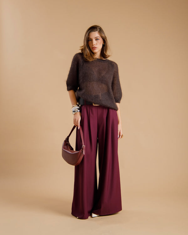 Pantaloni palazzo con cintura - 1301
