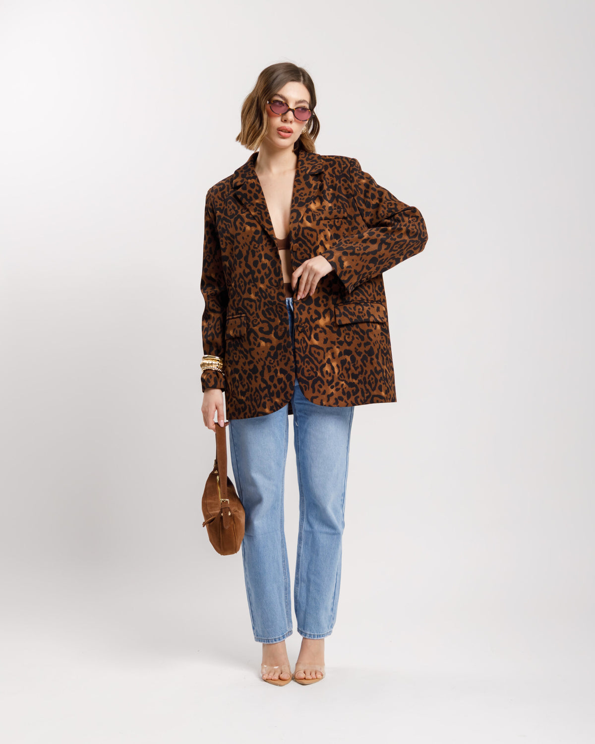 Blazer strutturato animalier - V5938
