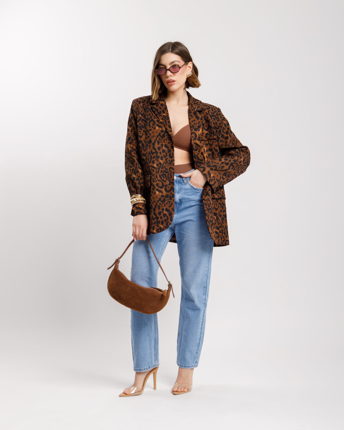 Blazer strutturato animalier - V5938