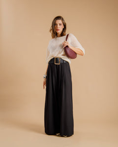 Pantaloni palazzo con cintura - 1301