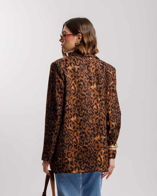 Blazer strutturato animalier - V5938