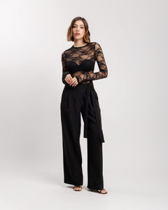 Pantaloni palazzo con fusciacca NERO - M778