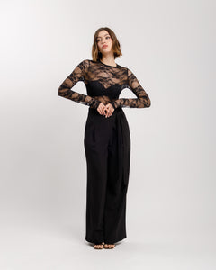 Pantaloni palazzo con fusciacca NERO - M778