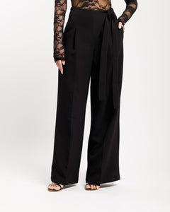 Pantaloni palazzo con fusciacca NERO - M778