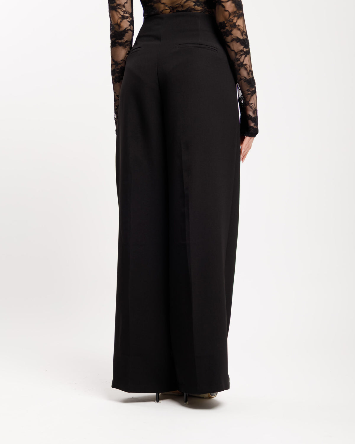 Pantaloni palazzo con fusciacca NERO - M778