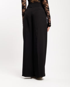 Pantaloni palazzo con fusciacca NERO - M778