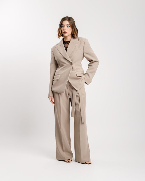 Pantaloni palazzo con fusciacca TORTORA - M778