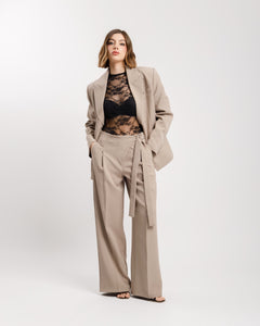 Pantaloni palazzo con fusciacca TORTORA - M778