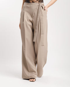 Pantaloni palazzo con fusciacca TORTORA - M778