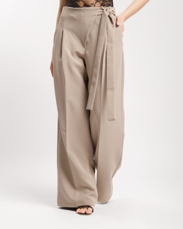 Pantaloni palazzo con fusciacca TORTORA - M778