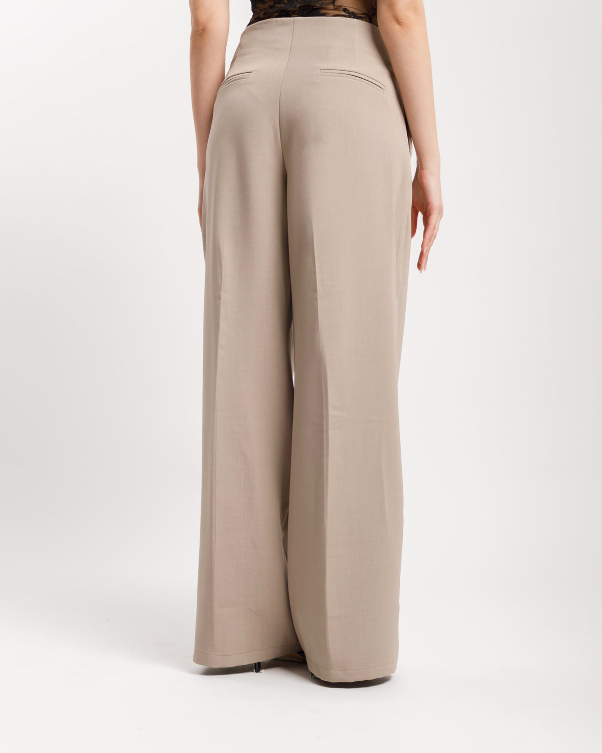 Pantaloni palazzo con fusciacca TORTORA - M778