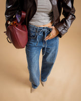 Jeans barrel fit con laccetto - 9641
