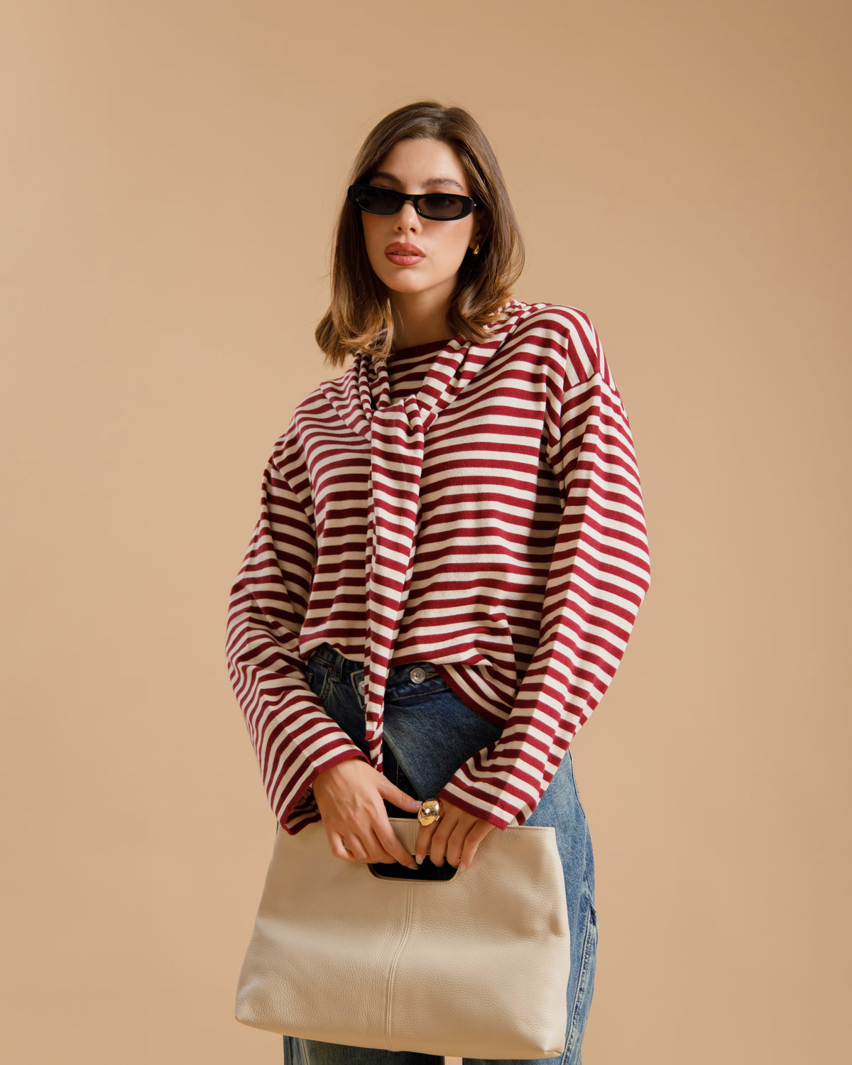 Maglia in viscosa con foulard - AO1706