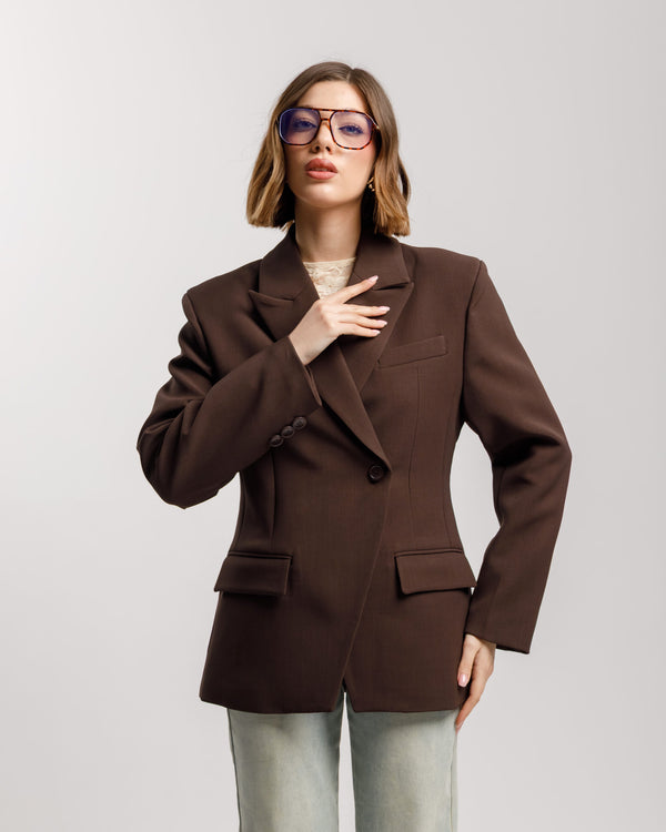 Blazer monopetto strutturato MARRONE- 3182 slc