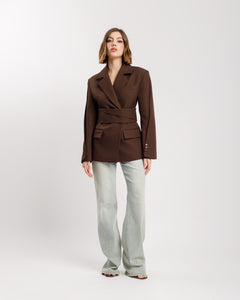 Blazer monopetto con fusciacca MARRONE- 3190 slc